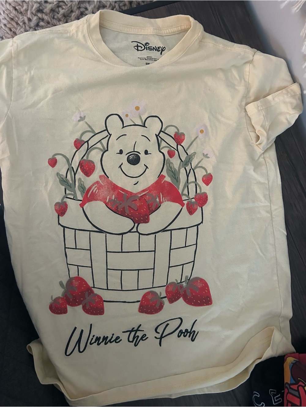 Disney Winnie the Pooh Strawberry Basket Tee - Cream & Red